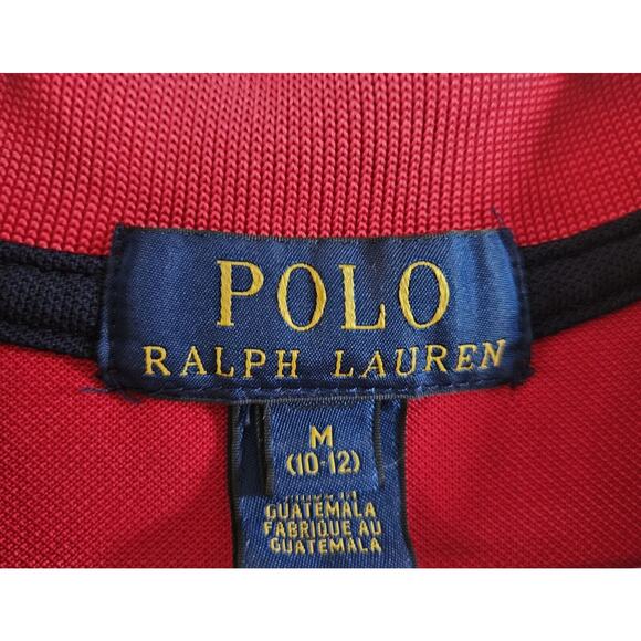 POLO RALPH LAUREN Boy's M 10 12 Shirt Large Pony Logo Snaps Short Sleeve Red 32" - Picture 3 of 8